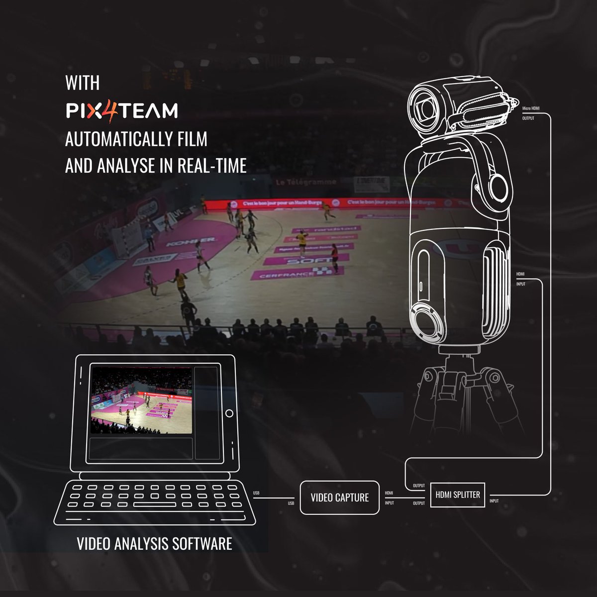 MOVE_N_SEE's tweet photo. Dear video analysts,
With Pix4Team automatically film and analyse in real-time with LIVE video feedback from the camera mounted on the robot
#analysis #data #pix4team #automatic #videoanalyst #videoanalyser #analyst https://t.co/DAHXOXZo0x