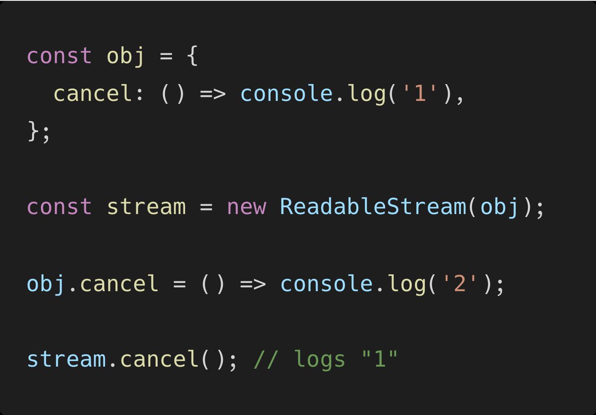 jaffathecake's tweet photo. Most APIs on the web that take an object, immediately access all the keys they're interested in, then discard the object.

One weird exception is addEventListener: https://t.co/wYRZQUTPeW