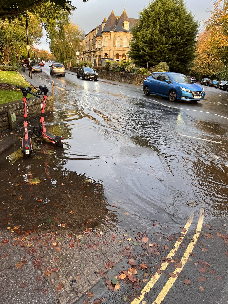 Bs8Living's tweet photo. Continued #flooding on Pembroke Rd is causing a #safety hazard to cyclists and pedestrians. This has been reported to @BristolCouncil multiple times over the last few years. I am not sure what else we can do? @carla_denyer https://t.co/r3n0xys0If