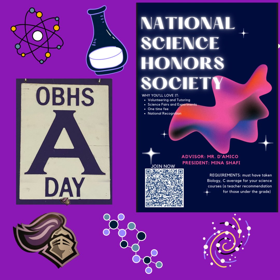 torchianator's tweet image. Happy A-Day, Knights! We all know I love science, it’s my favorite, so here’s a sciencey scoop for you - info on the National Science Honors Society! Use the QR code to find out more! #ADay #GoKnights #KnightScience @FazioSally