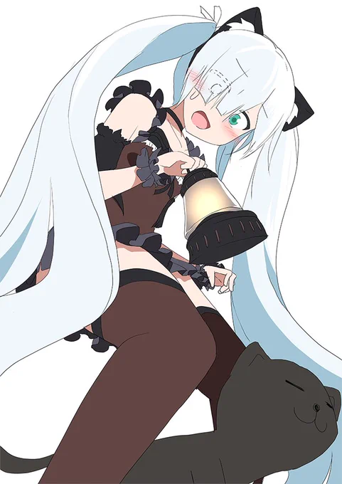 足の間に猫が通って、びっくりしちゃうジェーナスちゃん#アズールレーン#アズレン 
