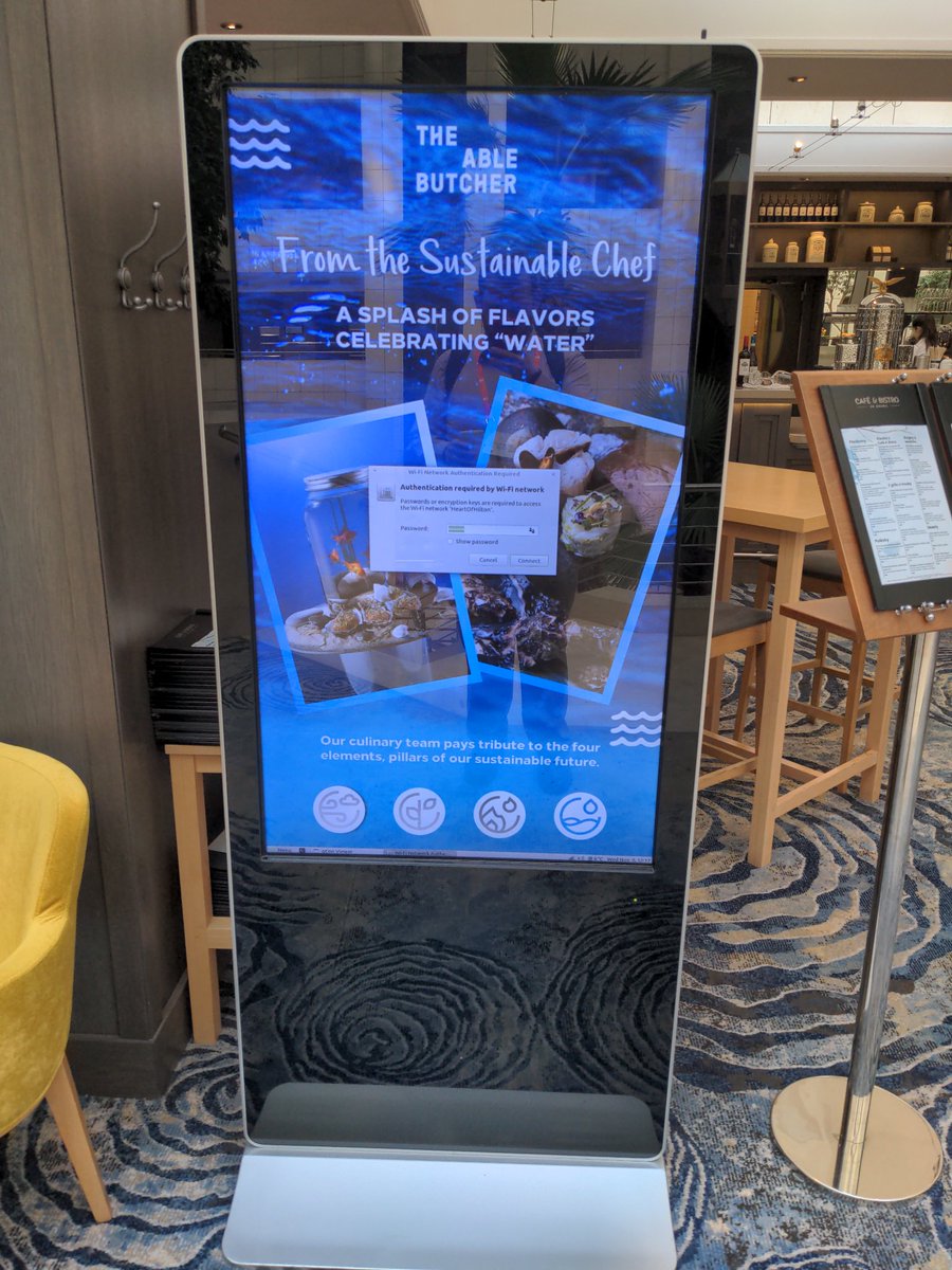 thekurtwk's tweet photo. The bistro menu at #UbuntuSummit is running Linux https://t.co/9ou5jcwdLb