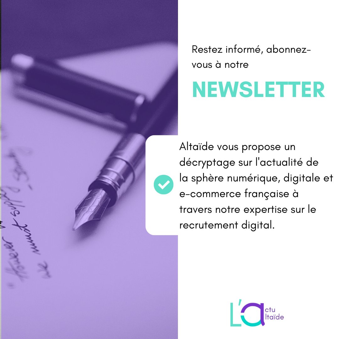 altaide's tweet photo. 📩#newsletter Pensez à vous inscrire à notre newsletter pour lire nos éditos sur les sujets RH, recrutement, évolution du marché de l'emploi...inscrivez-vous ici 👉 https://t.co/hzwHK5Zngt https://t.co/pJ59yri5wB