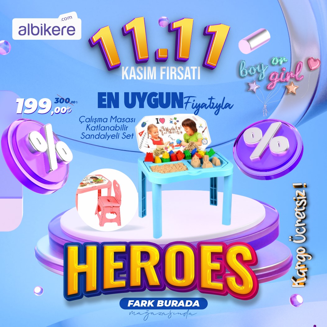 Heroes kinetik kumlu oyun ve çalışma masası katlanabilir sandalyeli set Fark burada mağazasında, 300 tl yerine sadece 199 tl 😍
İki farklı renk seçeneğiyle sizleri bekliyor☺
11 Kasım'a özel bir günlük kampanyayı kaçırma!
.
.
.
#onbirkasım #indirim #heroes #albikere