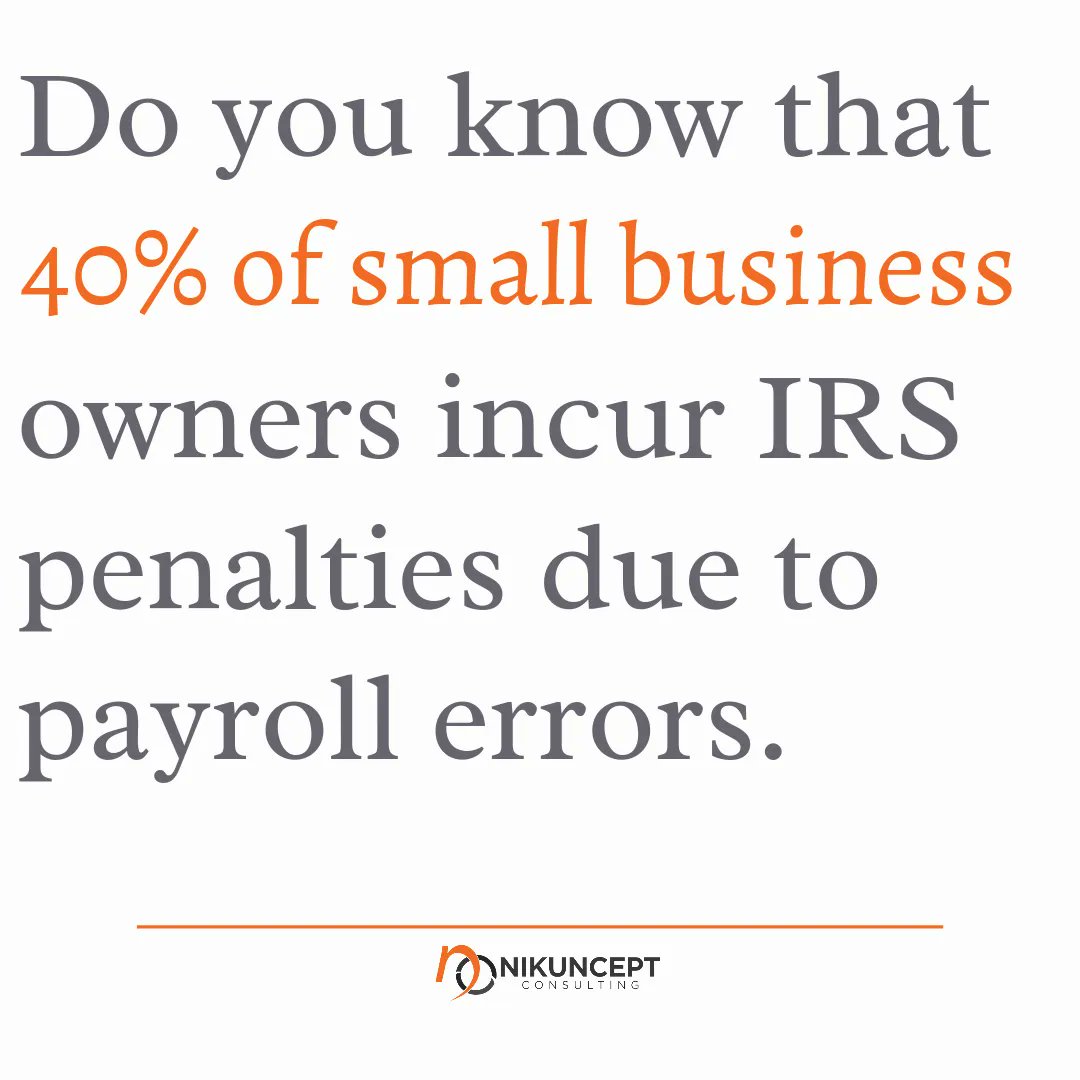 Yes, Leading to financial losses of up to $840 per year, which shows the existence of payroll for small businesses.

Info@nikuncept.com

#nikuncepts #nikunceptconsulting #businesstips #smallbusiness #payroll #payrollerrors