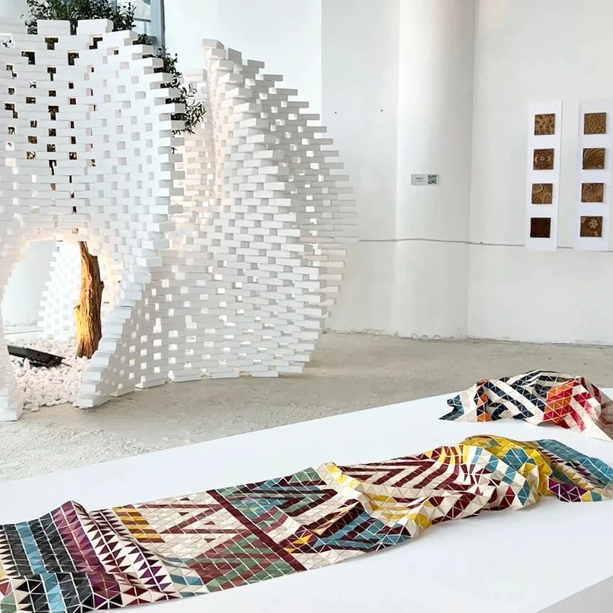 fabricademy's tweet photo. Live from Dubai | #Fabricademy is at @Dubaidesignweek 2022! 🇦🇪 Discover the woodtextile masterpiece developed by our alumna #BatoulAlRashdan during the course at our Node #FabLab #TechworksAmman! 

More: https://t.co/AfNm2bPpRQ https://t.co/A3rJqbZ4G2