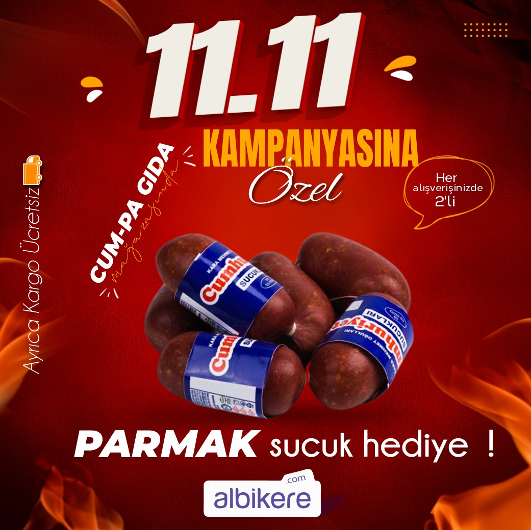11.11 kampanyasına özel cum-pa mağazasından yapacağınız her alışverişte 2'li parmak sucuk hediye 😍
Ayrıca bir günlük kargo ücretsiz !
Sende Kasım indirimlerinden hemen yararlan ☺️
.
.
.
#cumhuriyet #cumhuriyetsucuğu #hediye #kampanya #albikere #kasım #kasımindirimi #indirim