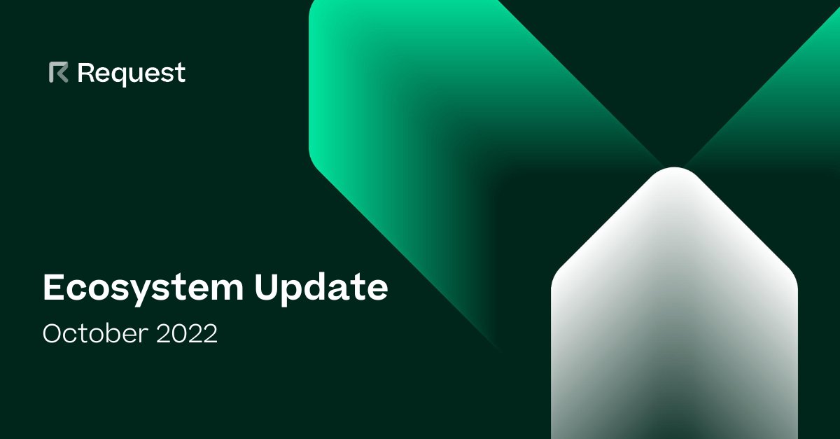RequestNetwork's tweet photo. Ecosystem Update for October 2022 where we provide you an update on: 

▪️Major News &amp; Announcements 
▪️Network Usage (2nd ATH in Oct ⚡️)
▪️Community Events 

Link to article 👇
[1/6] https://t.co/md5dzs0fgx