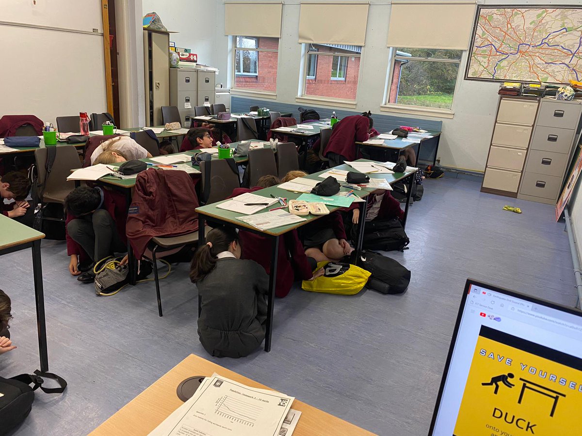 Well done to Dr Murray’s S1 class - learning how to save lives in an earthquake by carrying out the perfect drop cover and hold drill! #geography #earthquake