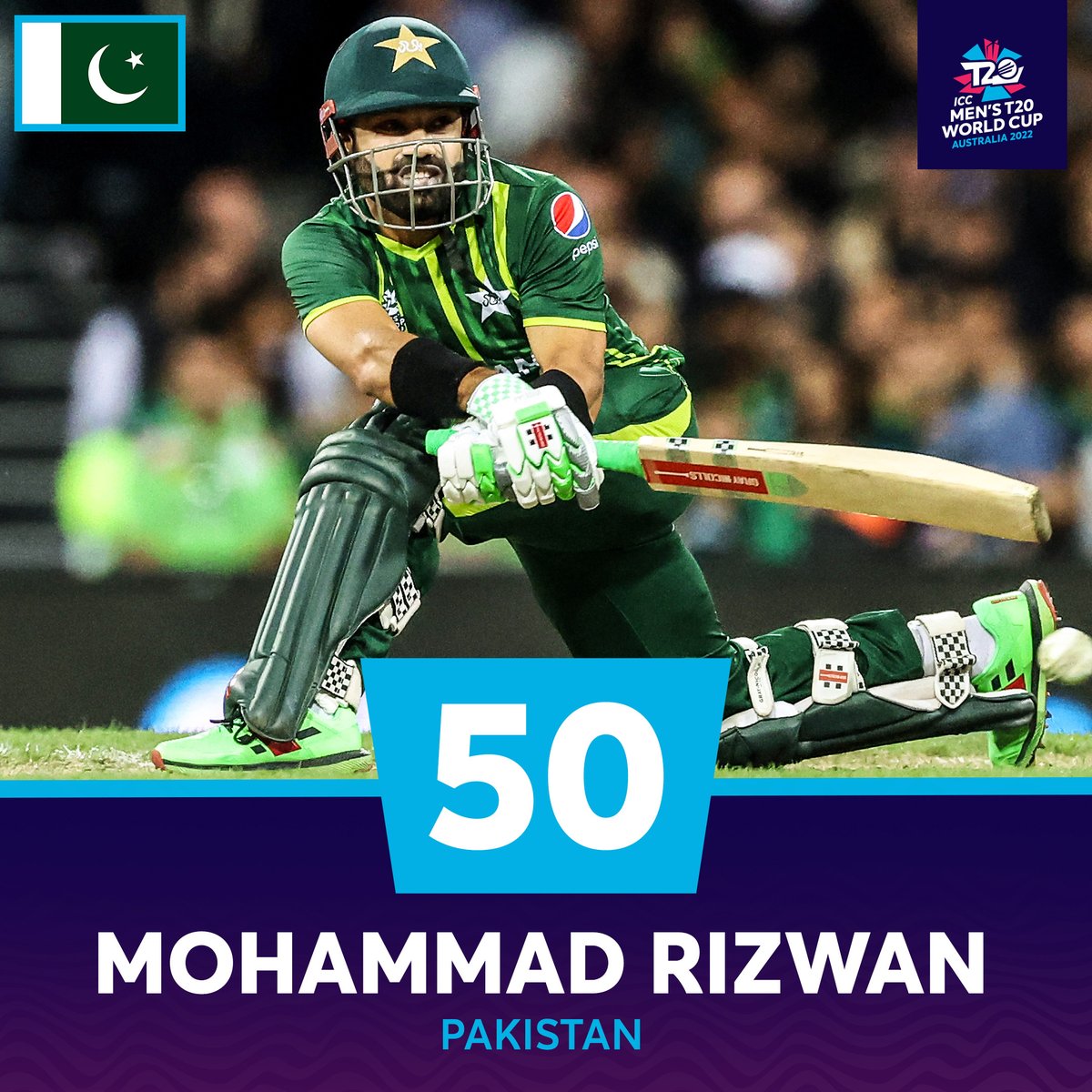 ICC's tweet photo. Stunning Rizwan does it again! ⭐

Another brilliant knock in a crunch game 👏

#T20WorldCup | #NZvPAK | 📝: https://t.co/LSzHXLyyRN https://t.co/3pnzdCaqsU