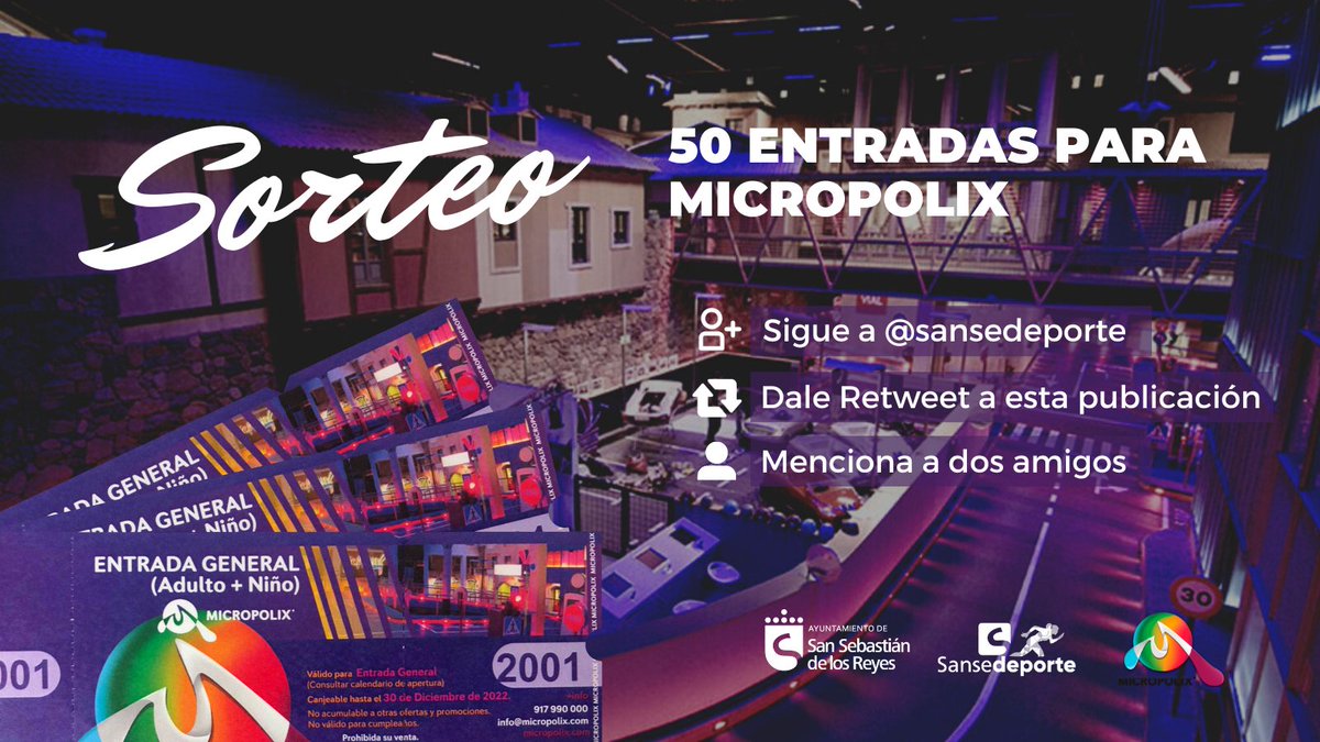 sansedeporte's tweet photo. ¿Quieres ganar una entrada para @micropolix ?

¡Participa en este #sorteo de 50 entradas dobles (adulto+niño) para que disfrute quien tú quieras!

🔸 Síguenos en @sansedeporte 
🔸 Haz RT a esta publicación
🔸 Responde mencionando a dos personas

Más info: https://t.co/lTcuiFYSpp https://t.co/eZtUcfzssi