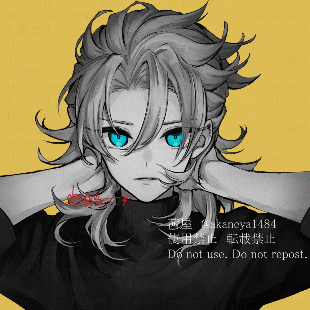 razor (genshin impact) 1boy male focus red eyes long hair solo scar simple background  illustration images