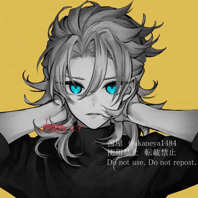 #原神 黒タートル男子 モンド(一部描き直し再掲) 