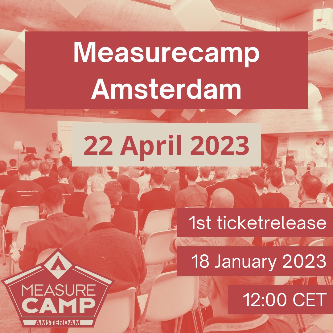 Measurecamp Amsterdam is back on 22 April 2023 🙌

We are happy to announce that we have set a date for the 6th edition of Measurecamp Amsterdam! Quickly grab your agenda and block April 22 on your calendar 🗓️

We are really looking forward to it! 🔥