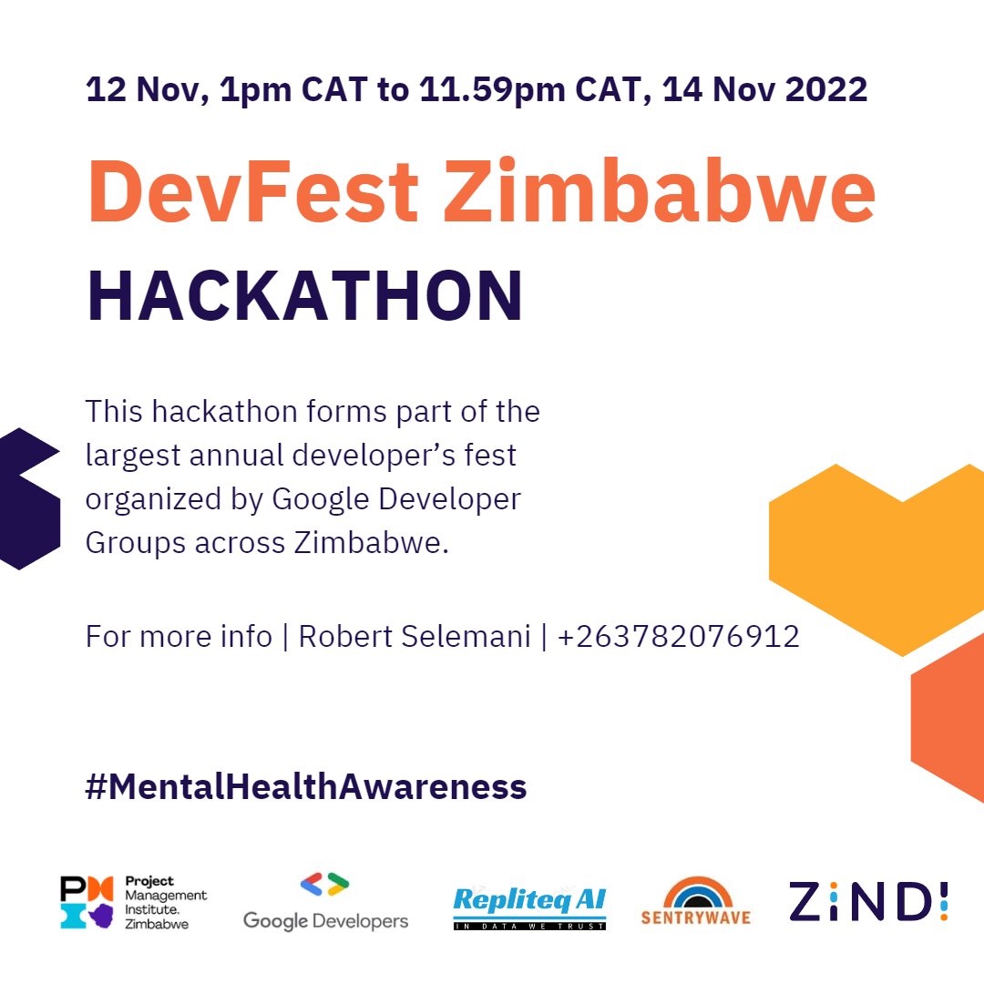 RepliteqAI's tweet image. Dear Data Scientists!

We are so thrilled to partner with @ZindiAfrica in bringing you the DevFest Zimbabwe 2022 Hackathon. The event is hosted by @gdg_harare.

Zindi Account Sign Up Link: lnkd.in/dfFj2Bbg 
Hack URL: lnkd.in/dPSEmA2R
Secret code: Dev_Fest_Zw_22!