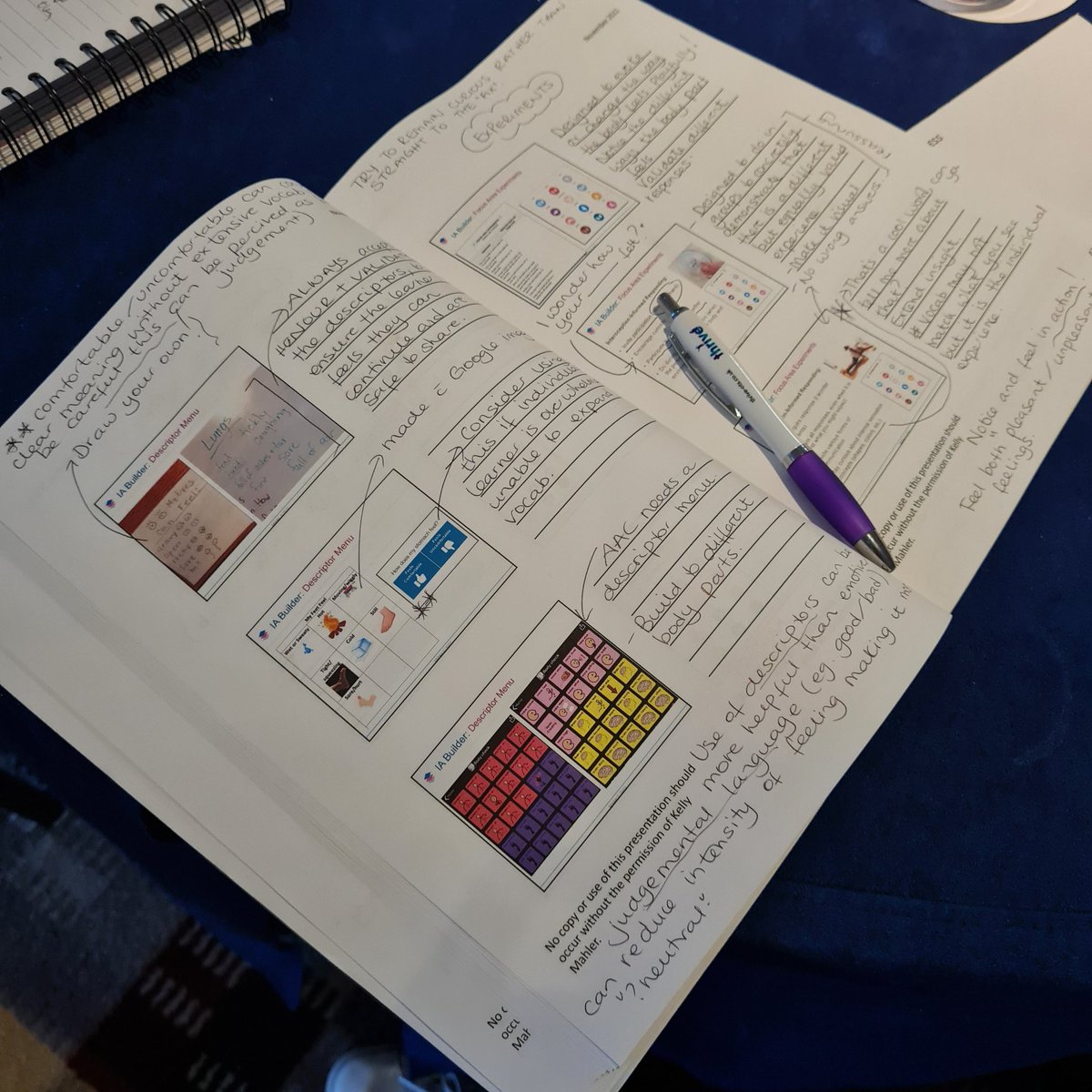 laura_pepe2509's tweet photo. My pen is glad it's break time, I'm taking so many notes and learning so much from @kmahlerkmahler and the other professionals in the room. Such knowledge and skill and fabulous sharing of good, thought provoking practice. #InteroceptionUK #ThriveOT https://t.co/nv76df9qSR