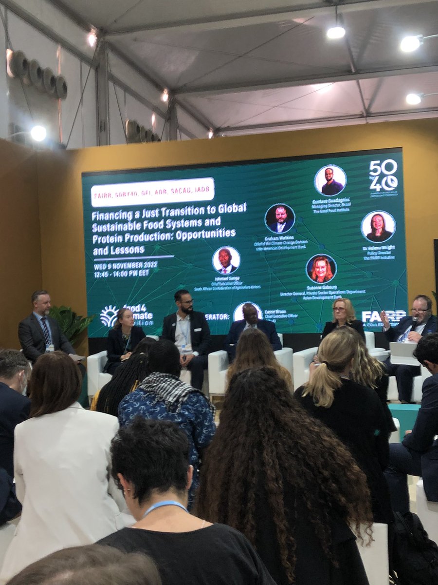 It’s great to hear @FAIRRInitiative @50by40 the Good Food Institute, the Asian Development Bank and the South African delegation talking food production at the #foodforclimate pavilion!!