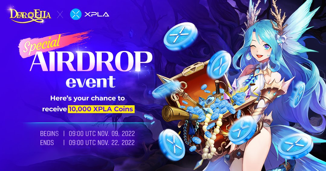 🕍#DearElla, the real anime-themed #RPG!
A fate-guided adventure has begun!

Join the adventure today!
📲 bit.ly/3DNTTYr

Special Airdrop Event to celebrate our launch!
⏰ 11/09 ~ 11/22 9AM (UTC)
🎁 10,000 $XPLA
🏆 400 Winners
🌐 gleam.io/jNMyi/dearella…

#NFT #P2E #F2P