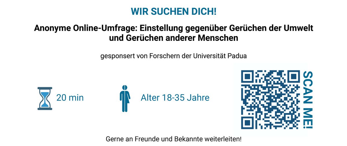 Wir führen derzeit eine Online-Studie durch, in der wir die Einstellung gegenüber verschiedenen Gerüchen untersuchen wollen. Um auch teilzunehmen, folgt einfach diesem Link: psicologiapd.fra1.qualtrics.com/jfe/form/SV_bm…

#neurotwitter