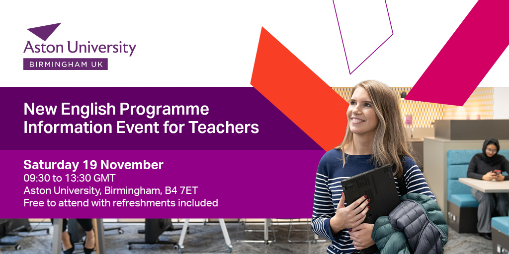 AstonSSH's tweet photo. 📣 Calling all teachers of #English

@AstonEnglish are hosting an exciting CPD event featuring guest speakers Chris Curtis (@Xris32) and Haili Hughes (@HughesHaili)

Find out more and register now
➡️ https://t.co/k1EGBT780X

@Team_English1 @LitdriveUK @NATEfeed @EngMediaCentre https://t.co/DGUqwjUTC0