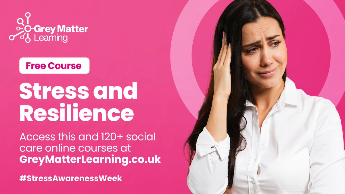 Our #Stress and Resilience online course explains what stress is, the signs to look out for, how to manage it and positive actions you can take to build resilience. 

This course is FREE and open to everyone this #StressAwarenessWeek! 💚

Get started: greymatterlearning.co.uk/social-care-co…