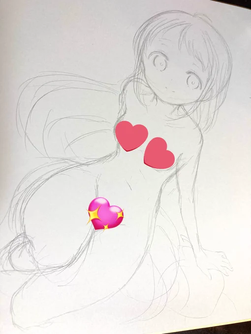 水着にするか、すぽぽんにするか、下着とかチアとかにするか描いてないけど念の為隠したら逆にエロくなった気がする 