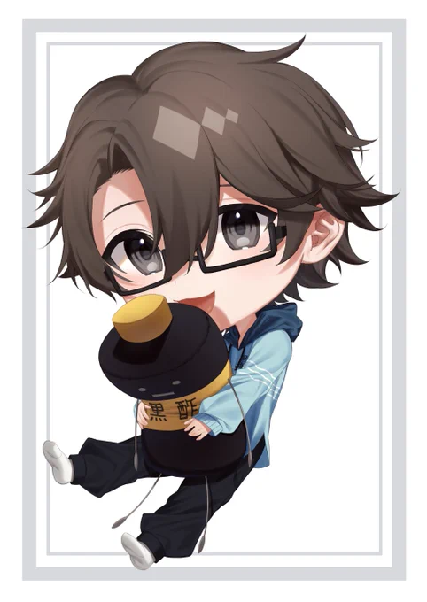 黒酢さん【  】の立ち絵とSDを描かせいただきましたチャンネル登録300人おめでとうございます!#ファン酢アート 
