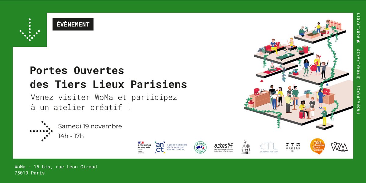 Événement : dans le cadre des Portes ouvertes des tiers lieux parisiens <a href="/Acestmieux1/">A + c'est mieux !</a>, venez visiter Woma samedi 19 novembre à partir de 14h et participez à un atelier découpeuse laser ! 
Entrée libre et gratuite, inscription recommandée 
fabmanager.woma.fr/#!/events/4