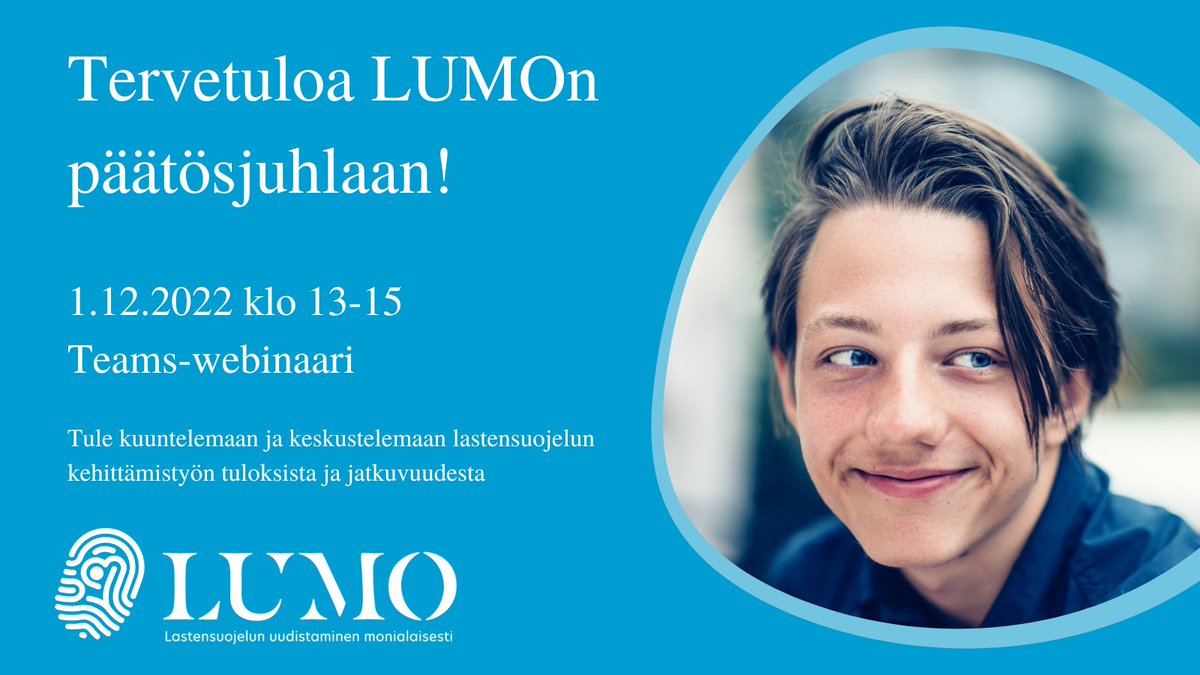 LUMO-hankkeen päätösjuhlan ilmoittautuminen on käynnissä! Lue lisää ISOn nettisivuilta: isonet.fi/ajankohtaista/… #lastensuojelu #monialainenyhteistyö #monitoimijainenyhteistyö #systeeminenlastensuojelu #osallisuus
