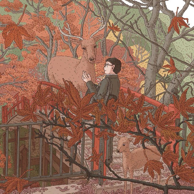 「autumn leaves deer」 illustration images(Latest)