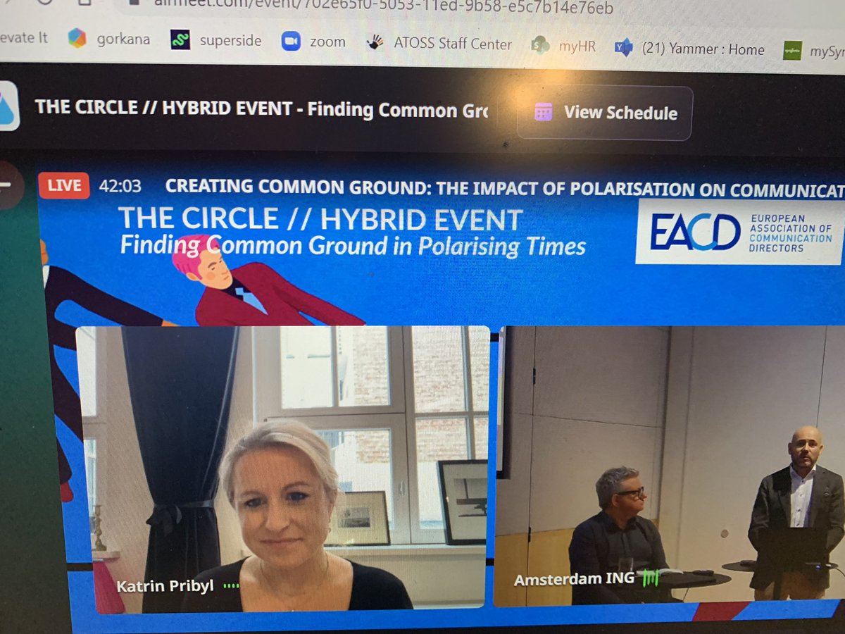 bettinalweber's tweet photo. What should we do as corporate comms professionals navigating in this polarized world?
Advice from Adam Newton: Tell your story, be truthful, use all channels that are available to you to get your message out there. (1/2) #EACDSpirit @eacdonline https://t.co/ofMCZ79NzK