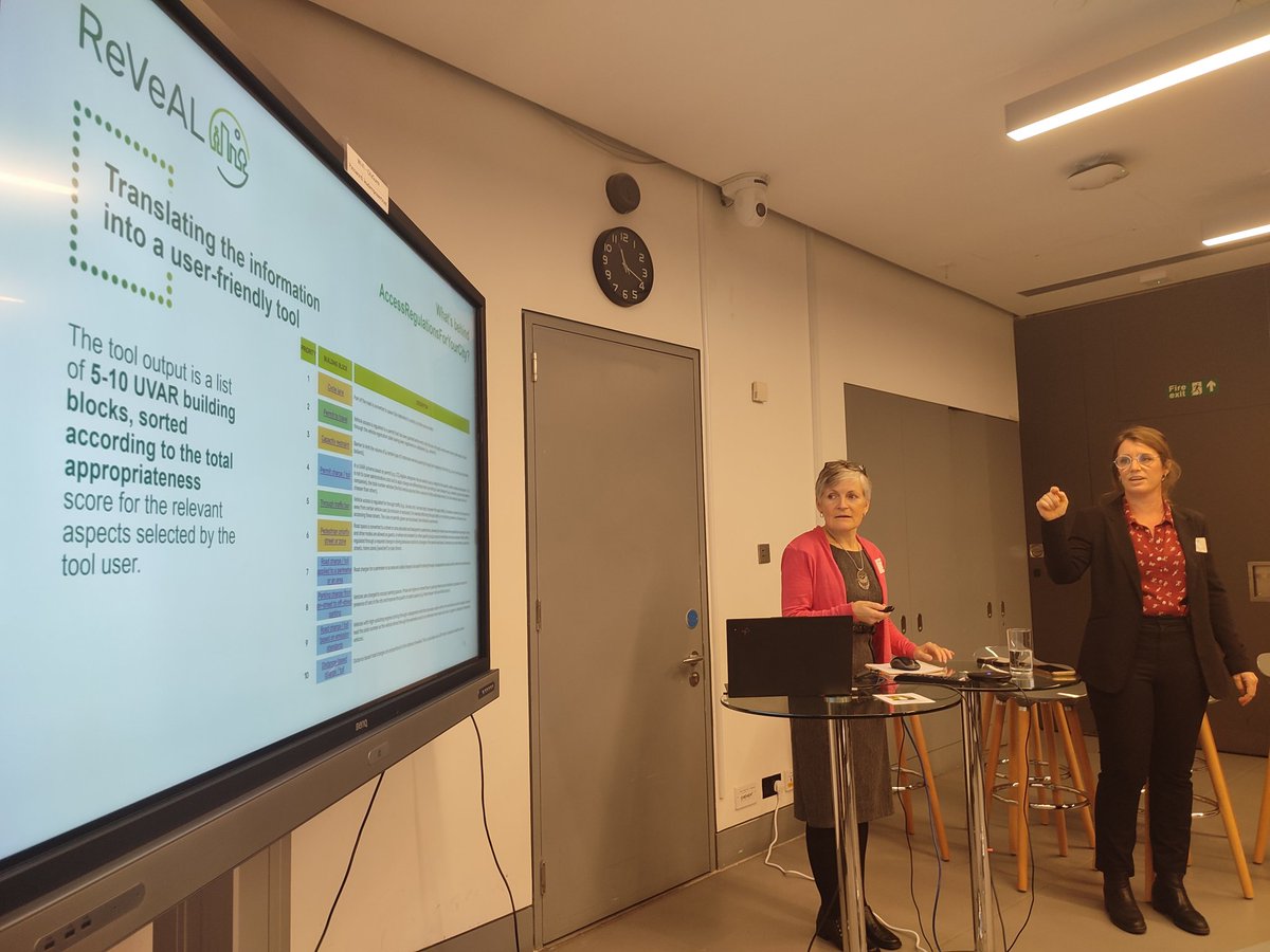 Bonnie Fenton (<a href="/Rupprecht_Tweet/">Rupprecht Consult</a>) and Sofia Pechin (TRT) just revealed our tool 🙌
➡️AccessRegulationsForYourCity

It was conceived to help cities that are considering putting #UVAR measures into place. Check it out! 👩‍💻 

➡️ civitas-reveal.eu/tool/