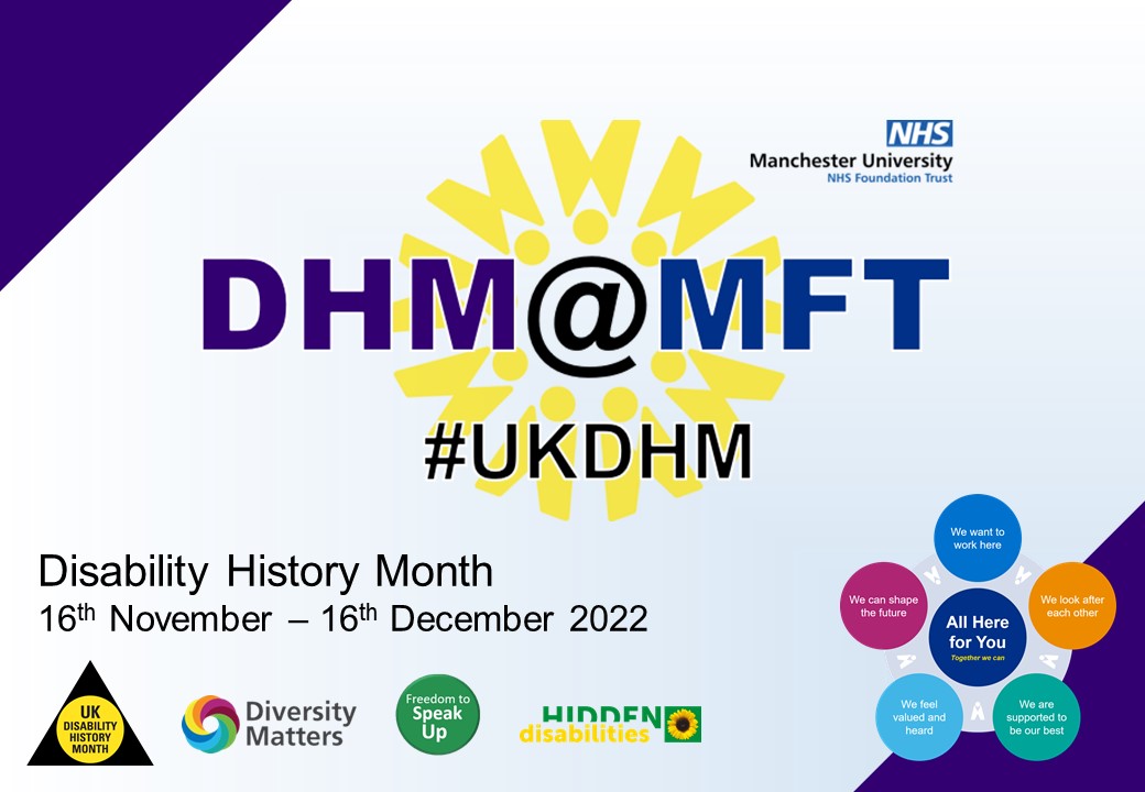 MFT_EDI's tweet photo. You can find out more about Disability History Month 2022 at https://t.co/eJSozQmGsQ or check for updates on the MFT Disability Staff Engagement Group intranet page https://t.co/GaSwX3JjDF