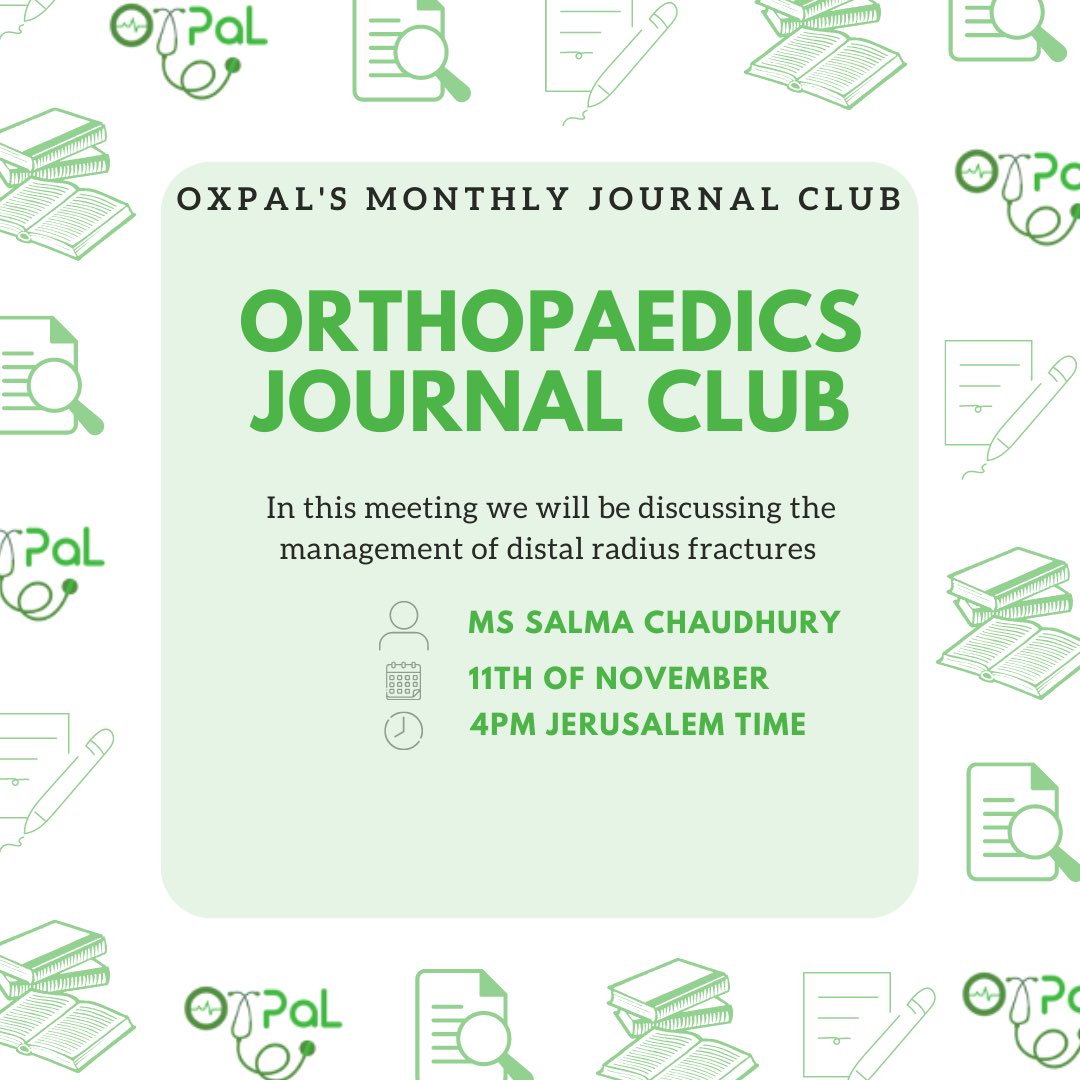 OxPal_Medlink's tweet photo. Hi everyone!😍👋

We are excited to announce that OxPal's next journal club meeting will be on the 11th of November at 4pm (Jerusalem time). 🔥🤩

This is going to be a fantastic journal club meeting so make sure you sign up using the link below:
https://t.co/l881My28RL https://t.co/xu5wjK2Jf3