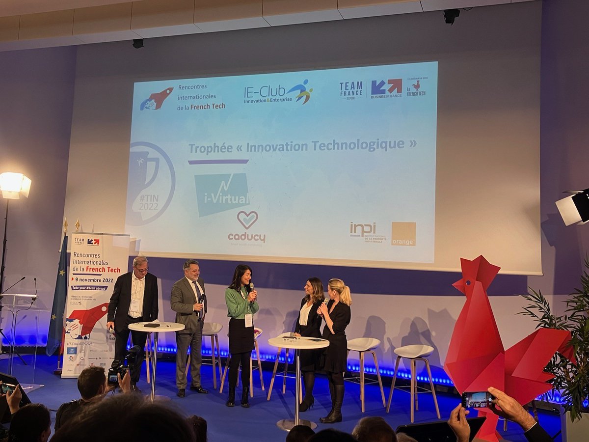 INPIFrance's tweet image. #TIN2022 👏 Félicitations à @Caducy_iVirtual à qui nous avons remis le prix « Innovation technologique » ! 
📟 Cette start-up, spécialisée dans le traitement d’images et de données pour la santé et le bien-être au quotidien, utilise la #PI de manière exemplaire.  

#FrenchTechRI