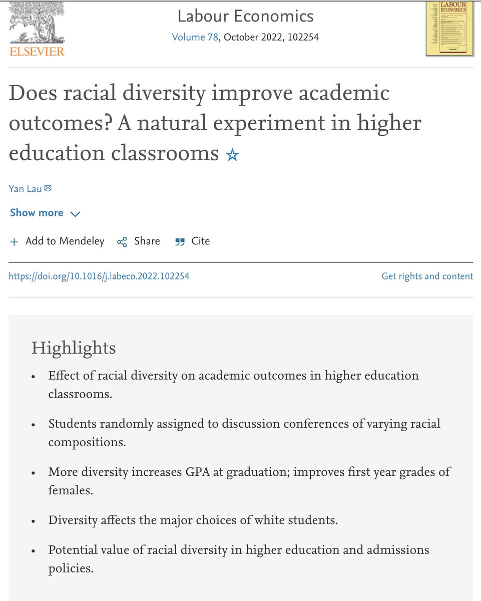 Does racial diversity in colleges courses improve academic outcomes?

Yup. 

sciencedirect.com/science/articl…