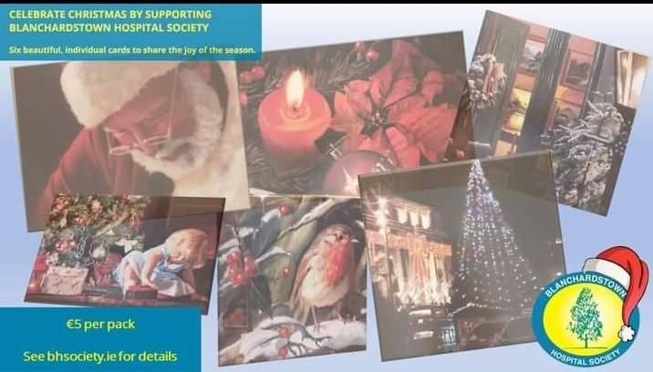Our Christmas Cards are now on sale. Support Blanchardstown Hospital Society and Connolly Stroke Unit, whilst spreading the love this Festive Season. Packs contain six individual cards and cost €5 per pack. Please see bhsociety.ie or email amanda@bhsociety.ie