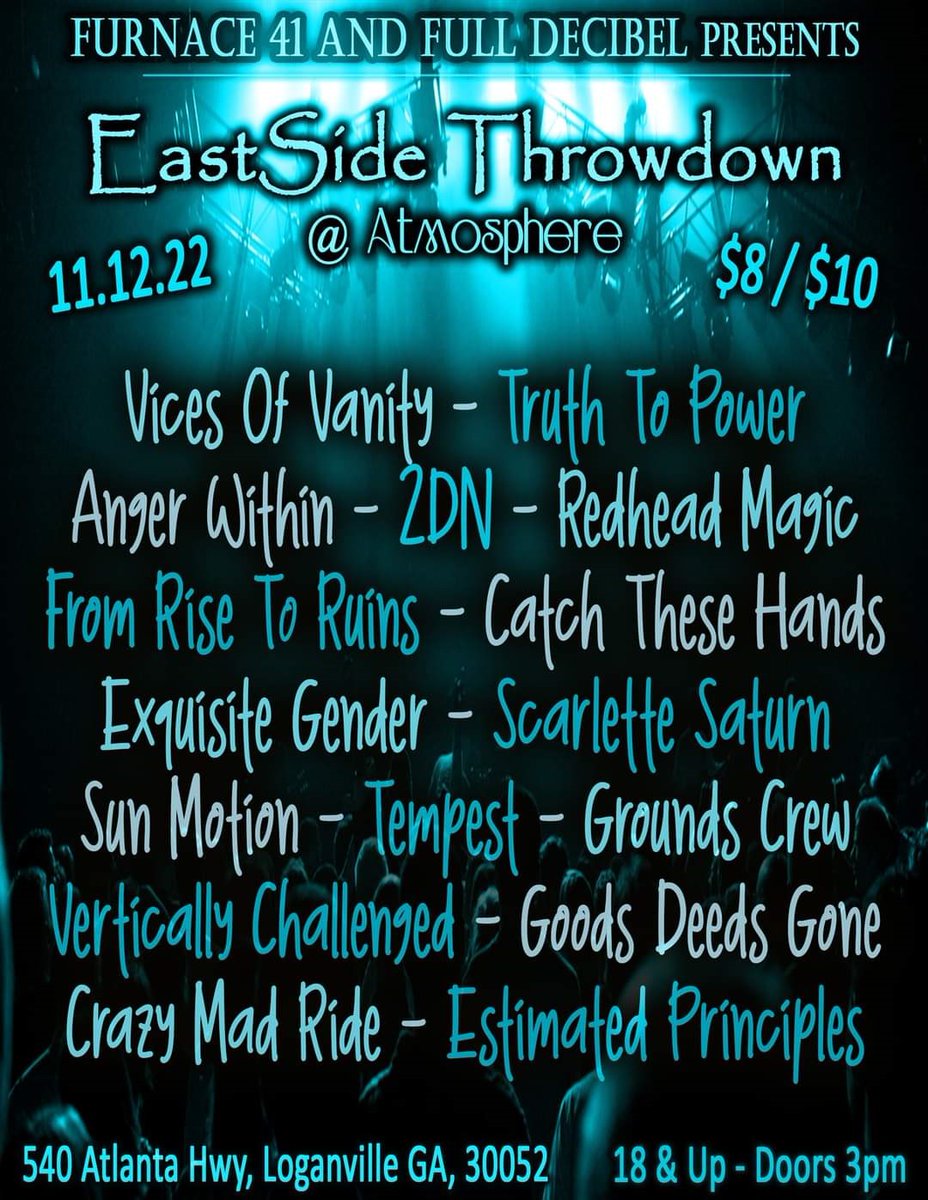 ExquisiteGender's tweet photo. Up next is this Saturday, Nov. 12th and it's Bucky's last show with @ExquisiteGender!  Tix are only $8.00!  Avoid the service charges by emailing exquisitegender@gmail.com or texting Shanti at 706-809-9095.  You have to buy by 7pm Nov. 10 to avoid the fees. #ExquisiteGender #Rock https://t.co/sH5r5XJ58j