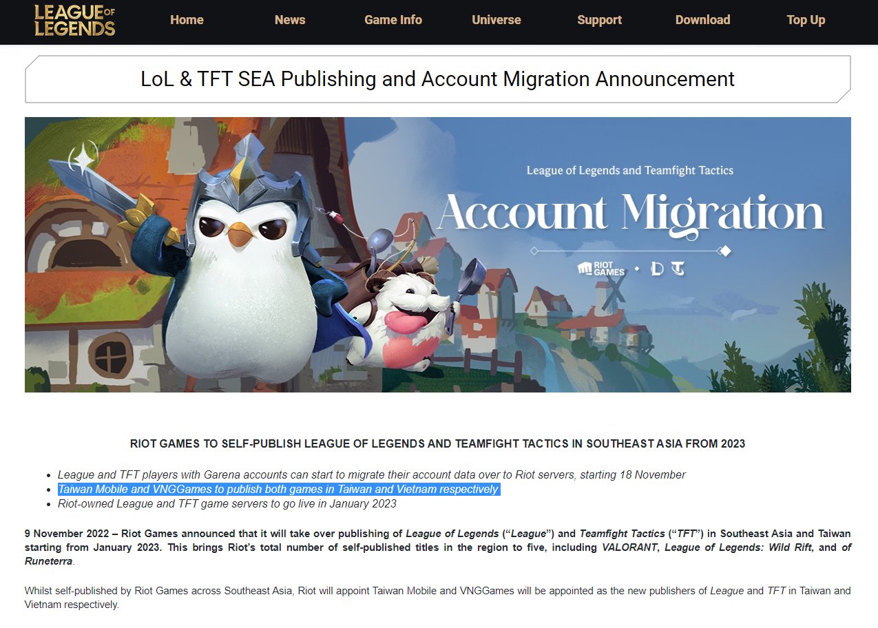 Riot account migration for Garena accounts begins