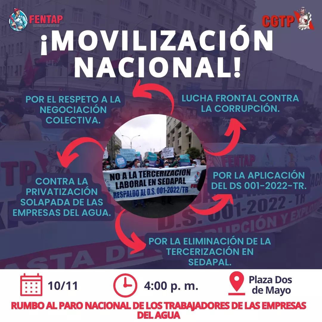 georginareport's tweet photo. 💪 Movilización nacional convoca FENTAP, por la defensa de los derechos laborales en Perú
Leer más aquí ➡️ https://t.co/NM1eT9EHtu
#MovilizaciónFentap #Noalatercerización #FentapPerú2022 #HidroboletínFentap #FentapInforma https://t.co/WQveDsejif