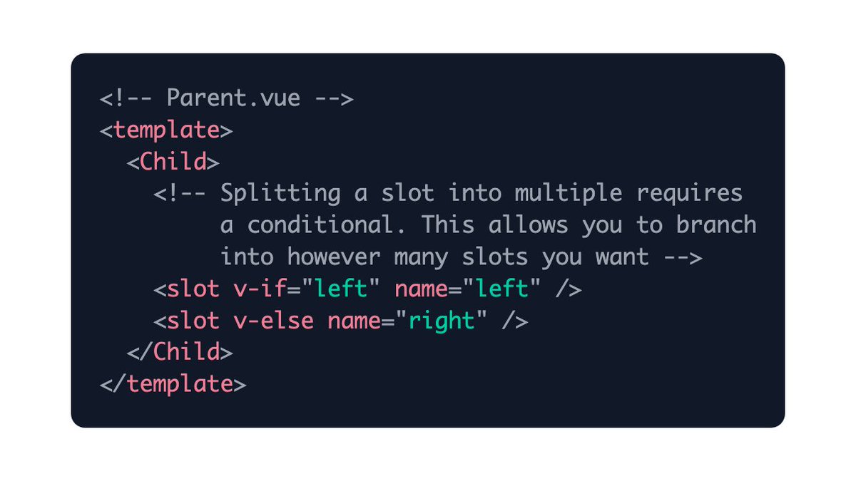 MichaelThiessen's tweet image. Let&apos;s take a slot in @vuejs and split it into two slots: