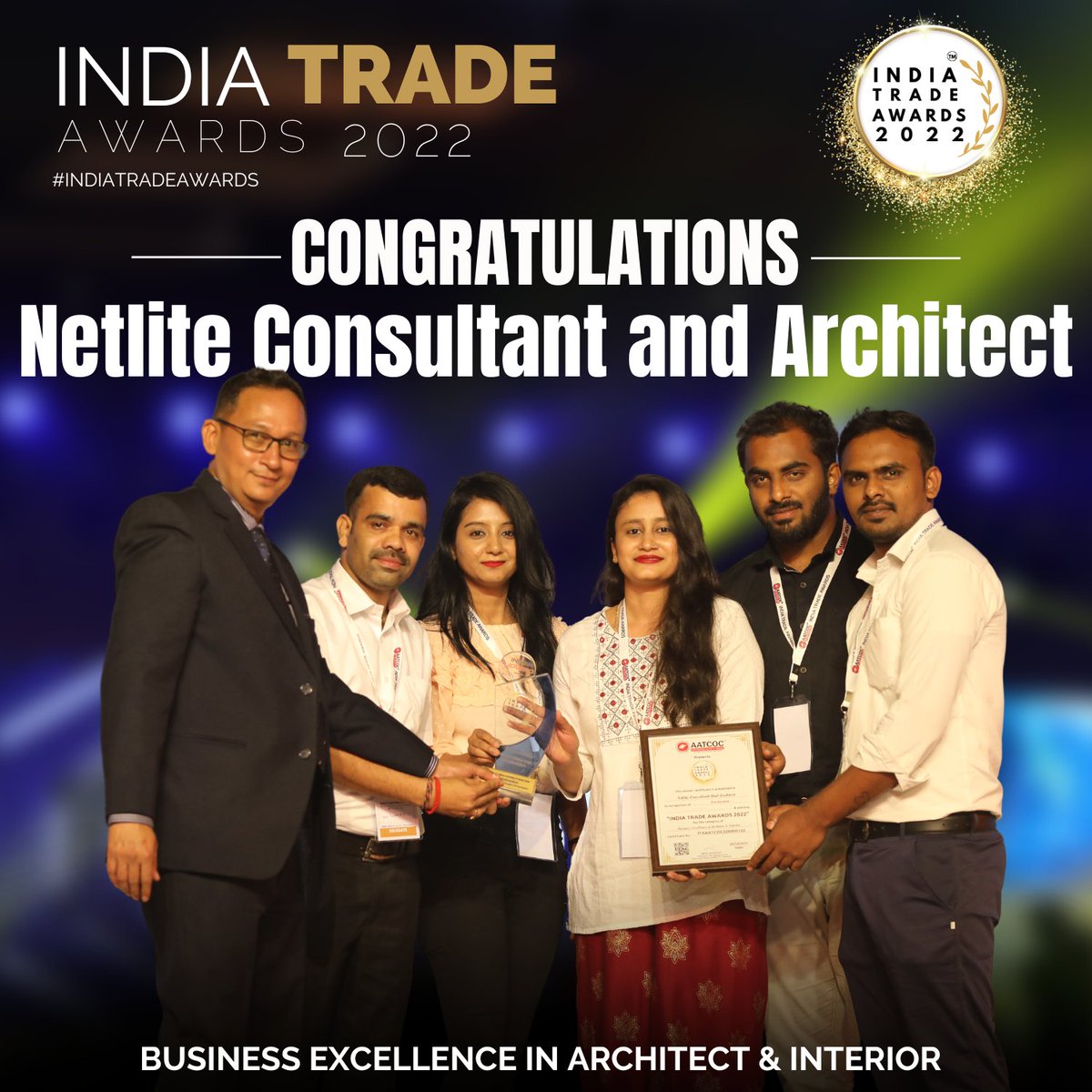 indtradeawards's tweet photo. Netlite Consultant and Architect received the India Trade Awards for Business Excellence in Architect & Interior! π
Congratulations to Netlite Consultant and Architect on this recognition! π
#ita #indiatradeawards #aatcoc #awards #tradeawards #ita2022 #india https://t.co/HIQUpBJKW9