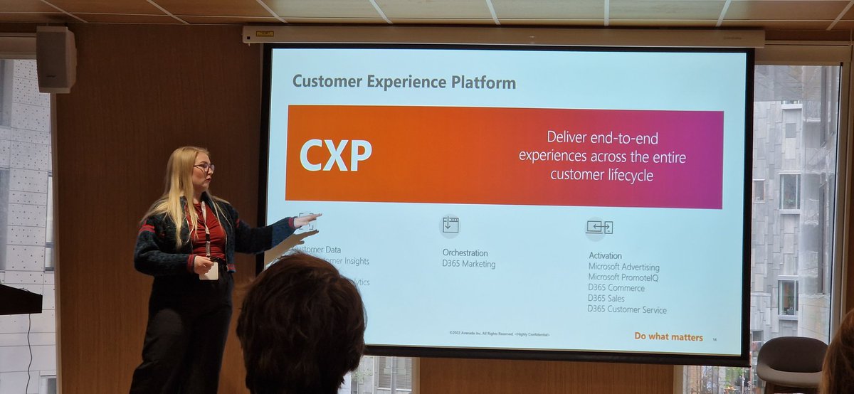 UlrikkeAkerbk's tweet photo. @fullerfaller talking about the future of #d365Marketing, Customer Experience Platform and the merging of features across the ecosystem at #DYNUG https://t.co/ESNNjmD8bA