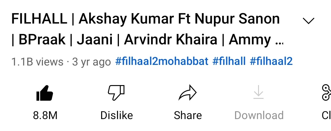 SDchaudhary03's tweet photo. Celebrating chartbusters song #3YearsOfFilhall Today 
 
@akshaykumar and @NupurSanon
Pair ❤️
#AkshayKumar 
#Filhall
1.1 B views and 
8.8 m like audience response is 🔥
Makers make part 2 akki Star power unmatchable https://t.co/x75wdfmUHq