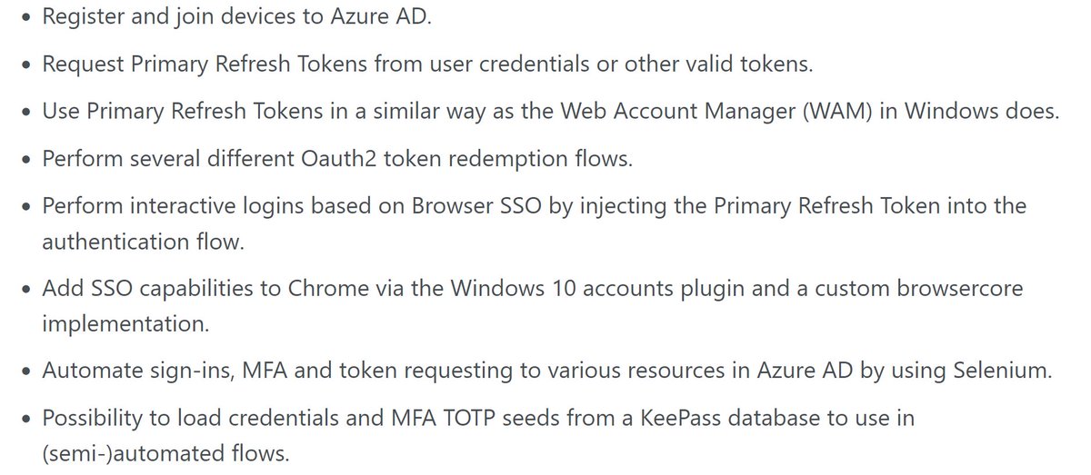 New blog and tool: Introducing ROADtools Token eXchange (roadtx) - Automating Azure AD authentication, Primary Refresh Token (ab)use and device registration.

Blog: dirkjanm.io/introducing-ro…
Code: github.com/dirkjanm/ROADt…
Some features in screenshot attached.