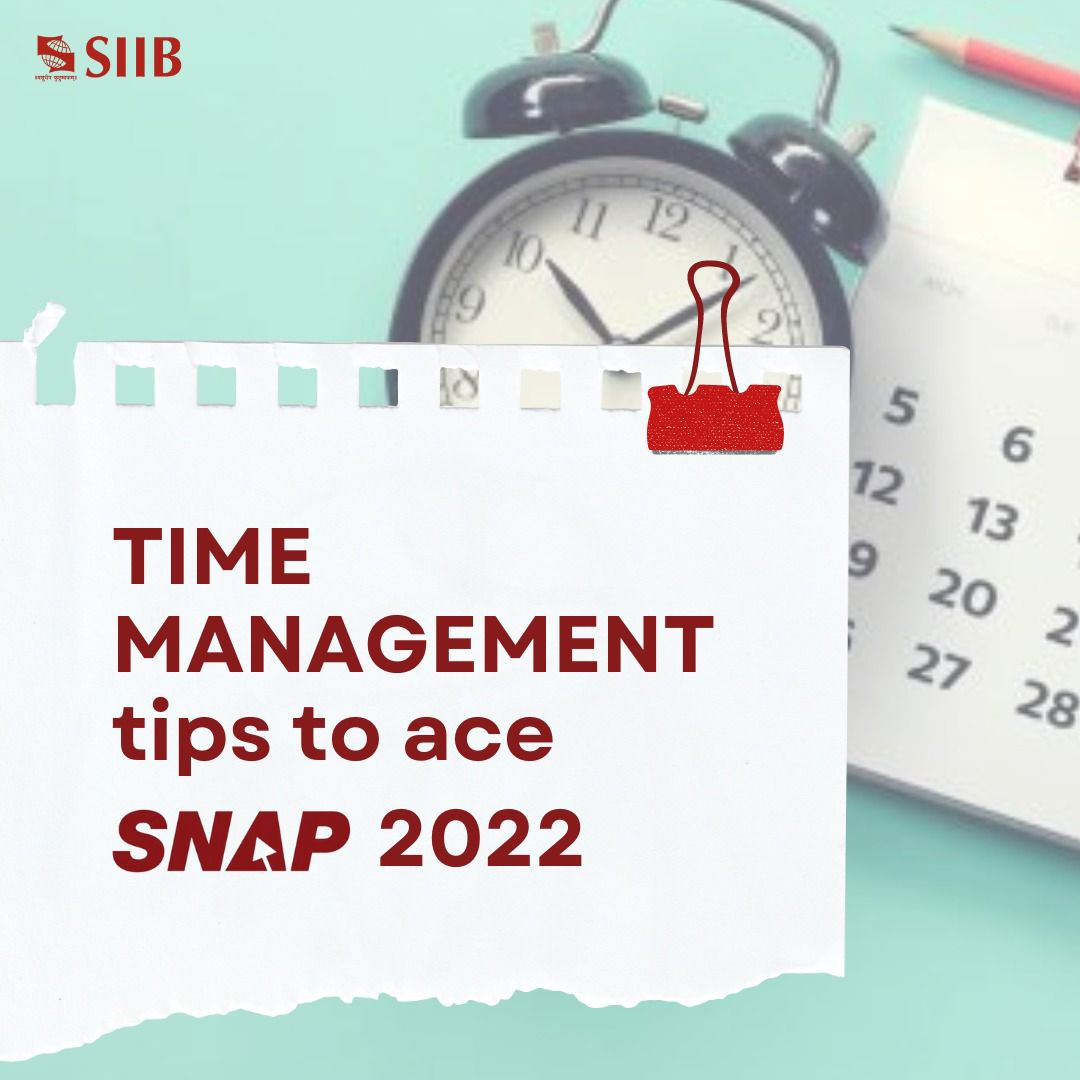 SIIBTweets's tweet photo. With just one month left until SNAP, the most crucial element is efficient #timemanagement which can be challenging.

This blog has you covered with the tricks of the #SNAPTest toppers and various strategies that can be employed to ace the test.

Link :https://t.co/hTRHGIe9q3 https://t.co/QllLHlYrjZ