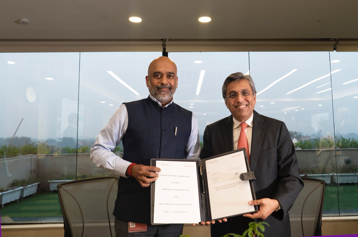 We are delighted to partner with @BMGFIndia to co-create a platform that will provide holistic solutions to underprivileged women across India, leveraging the power of technology & enabling a more equal world with development opportunities for all. @MahindraRise