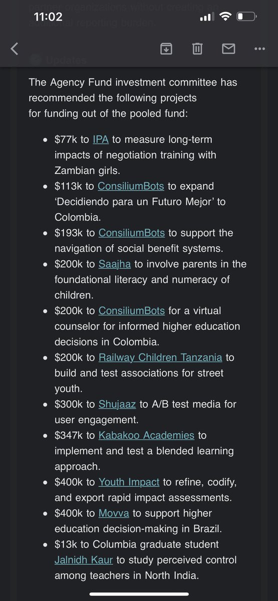 Our team at <a href="/ConsiliumBots/">ConsiliumBots</a> and the associated researchers and PIs have  just won support for *three* projects from the latest <a href="/AgencyFund/">The Agency Fund</a> call. agency.fund/investments

Amazing job team! Now to work 💪🏽🤓