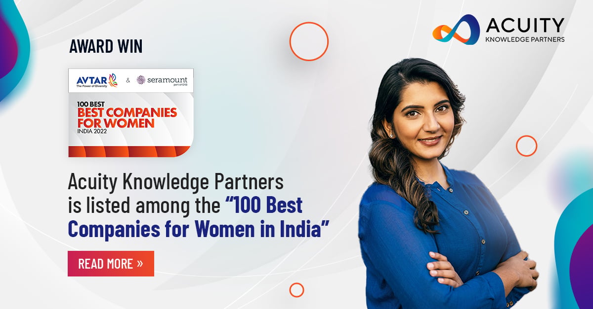 AcuityAnalytic's tweet photo. Acuity Knowledge Partners is #proud to be among the “100 Best Companies for Women in India”!
Visit us: https://t.co/F73gvl1oEh
.
.
.
#BCWI2022 #acuityknowledgepartners #joinus #applynow https://t.co/uAevHBPY1i