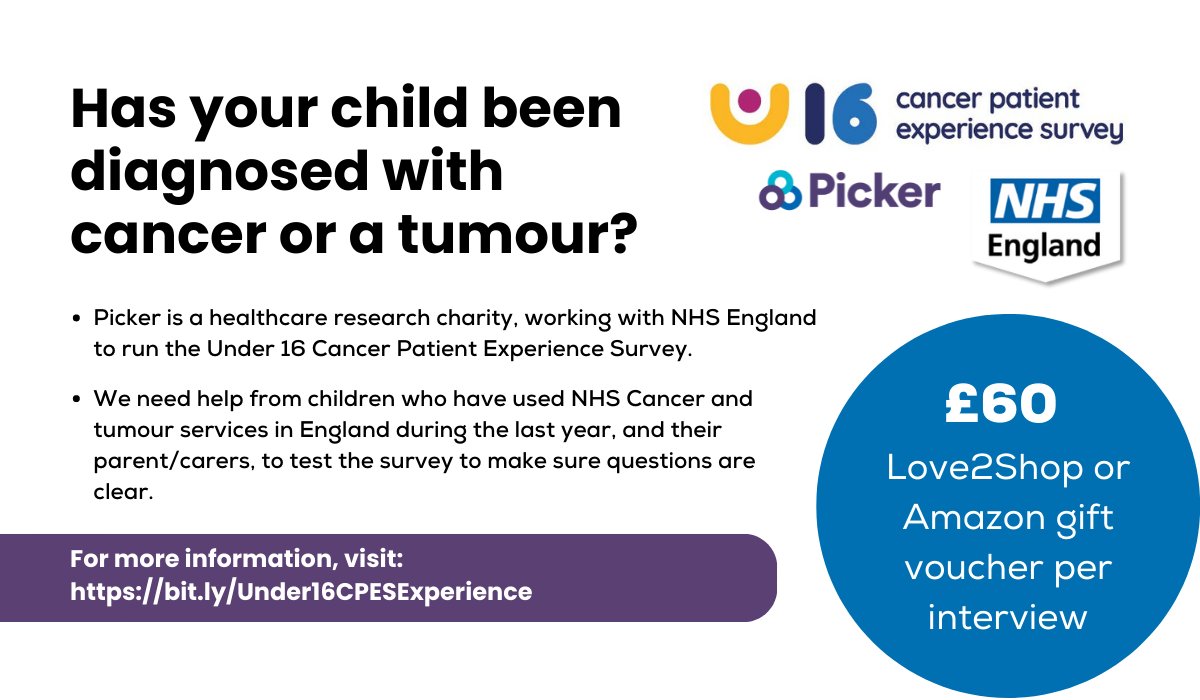 LymphomaAction's tweet photo. Can you help? @NHSEngland and @pickereurope are looking for parents of children aged 16 or under who've been affected by #cancer to help shape & test the next Under 16 Cancer Patient Experience Survey.
Find out more here > https://t.co/9WPXptnSk1
#ChildrensCancer #CancerSurvey https://t.co/JSfmyoj7HB
